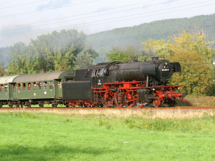 Dampflokomotive BR23 042 in voller Fahrt. (Bild: Steffen Remmel, dpg_foto_0047.jpg)